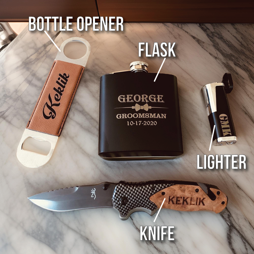 Set of 3 Groomsman Proposal Gifts - Personalized Hunting Knives - Best Man Present - Custom store Engraved Knife - Cheap Groomsman Thank You