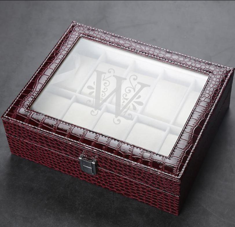 Monogram Watch Box Watch Box for Women With Initials Leather 