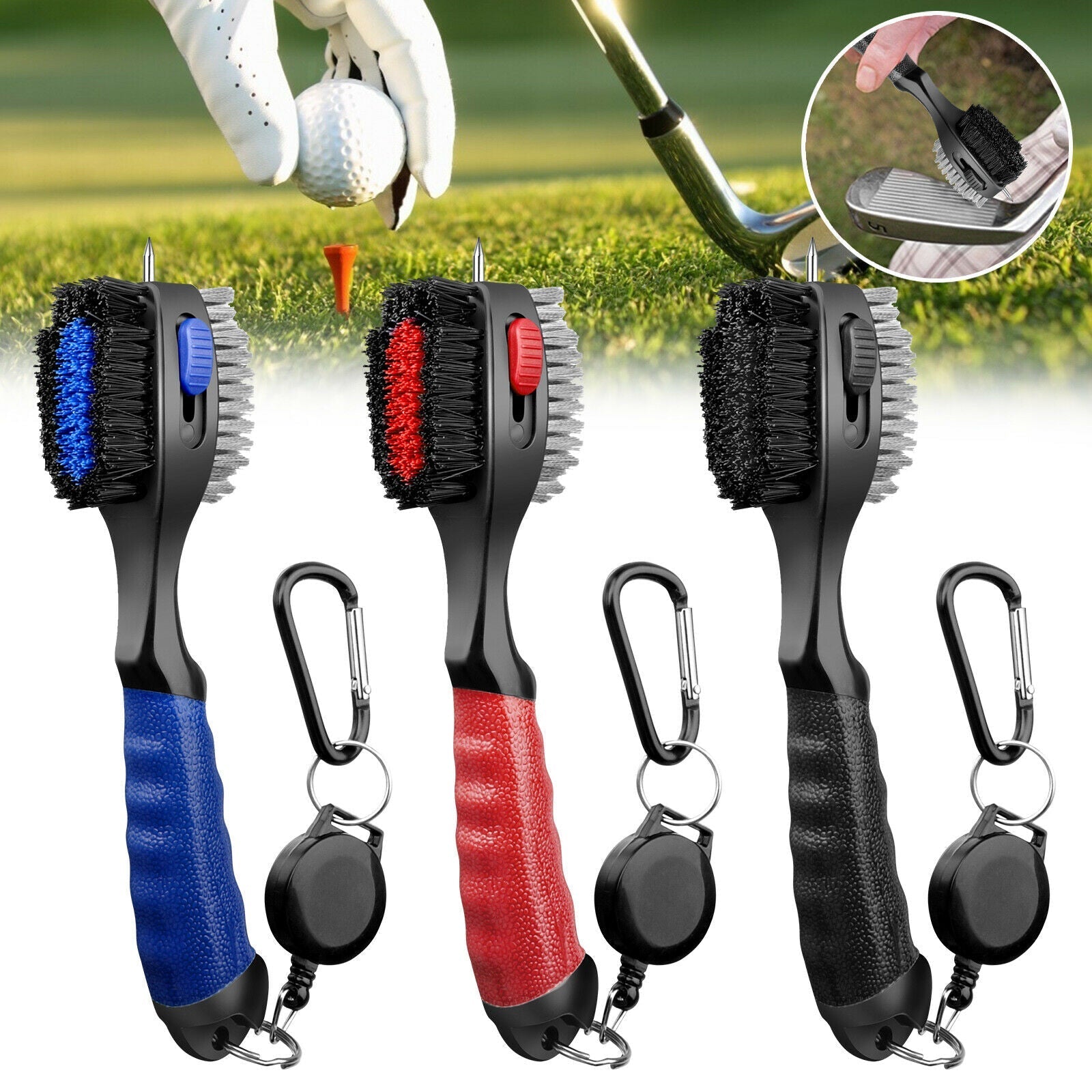 Golf Brush Retractable Clip Groove Cleaner For Golf Clubs And Cleats 2  Sided US