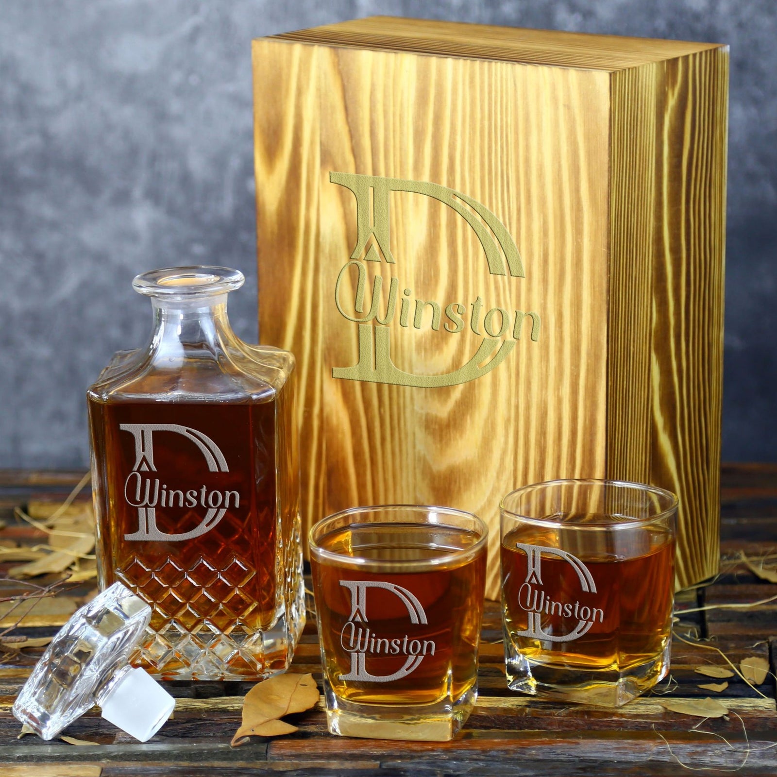 Custom Crystal Whiskey Decanter Set