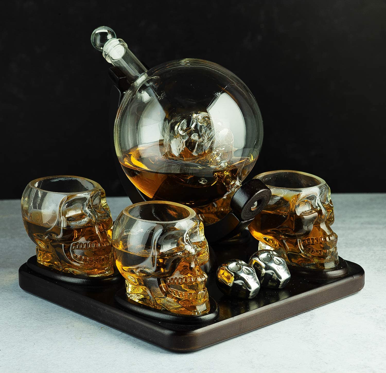 Large Skull Face Decanter Set