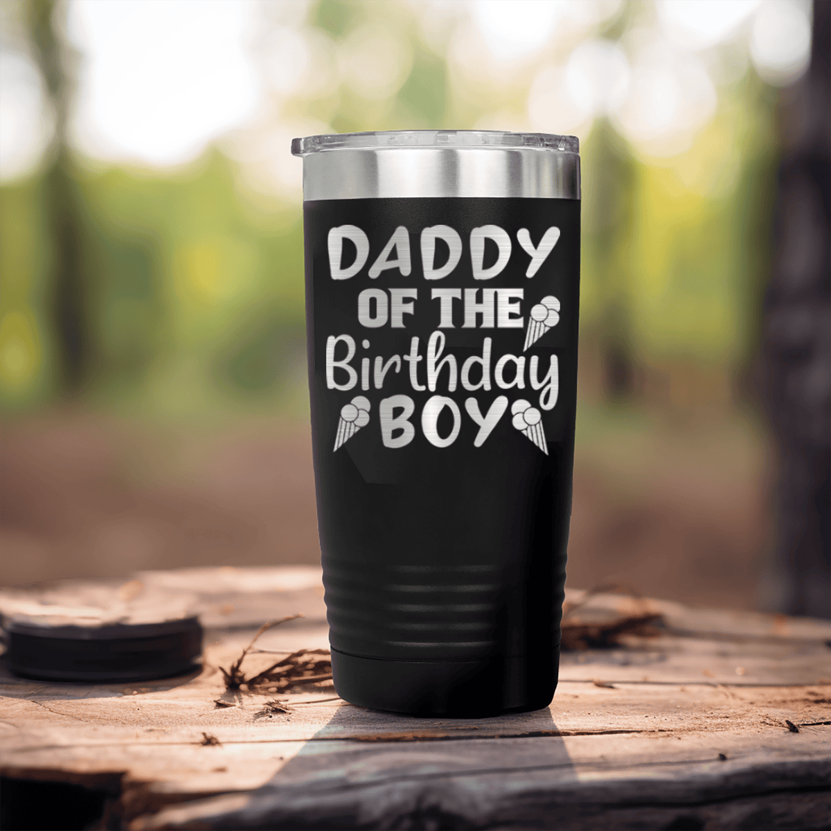 Black Birthday Tumbler With Birthday Dad Design