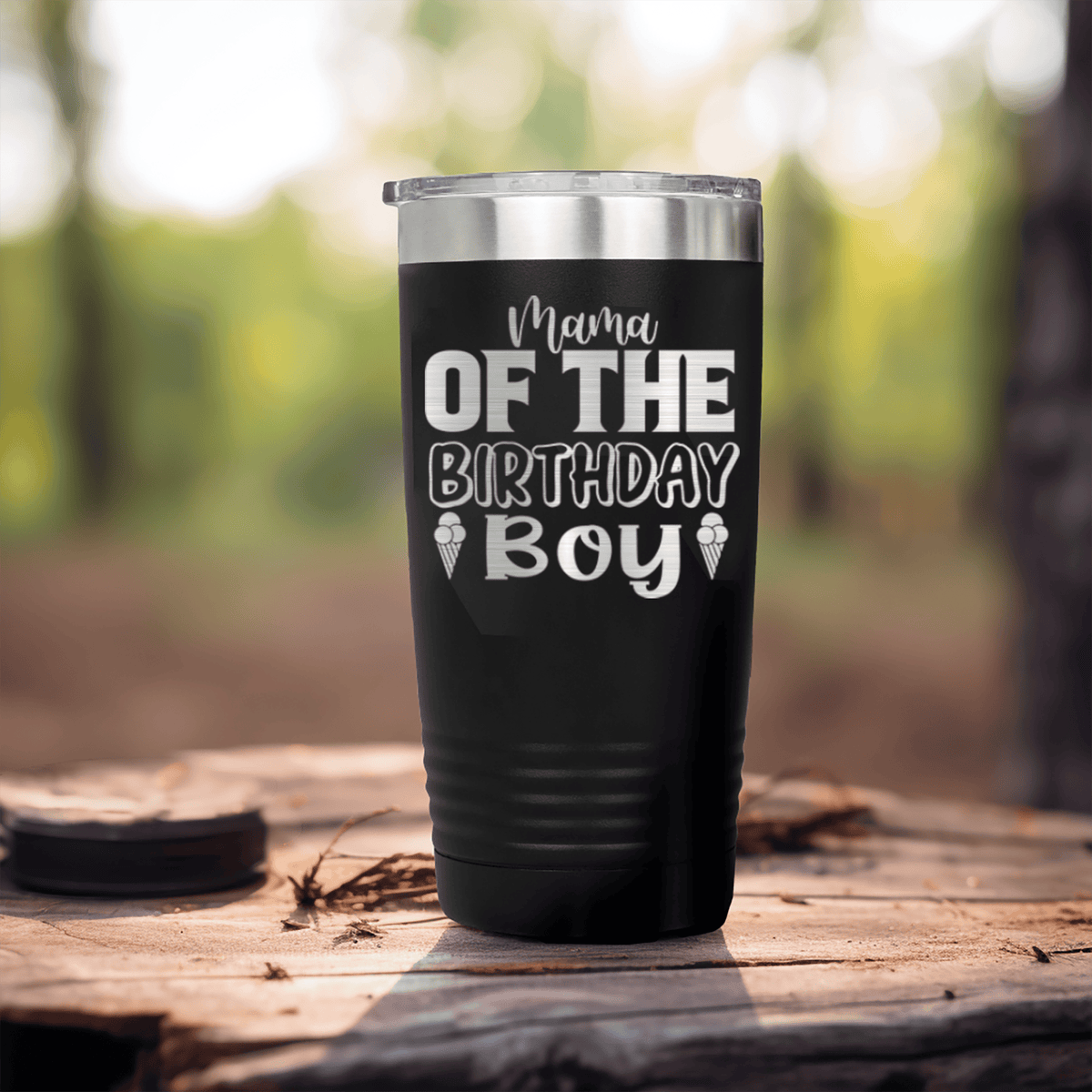 Black Birthday Tumbler With Birthday Mom Design