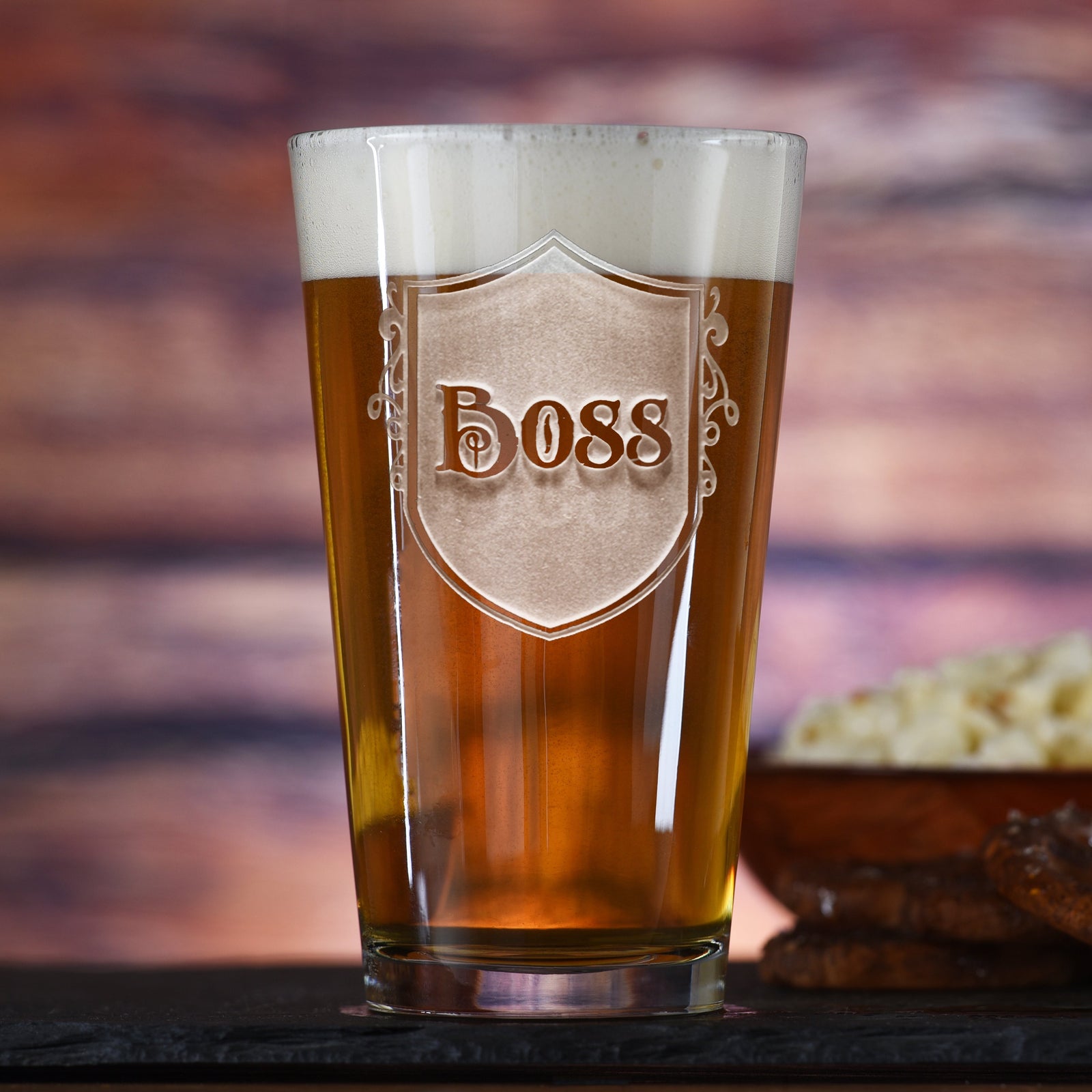 Boss Engraved Pint Glass