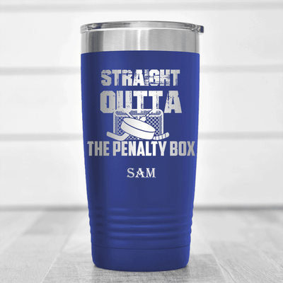 Blue Hockey Tumbler With Break Free And Play Design