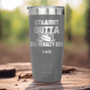 Grey Hockey Tumbler With Break Free And Play Design