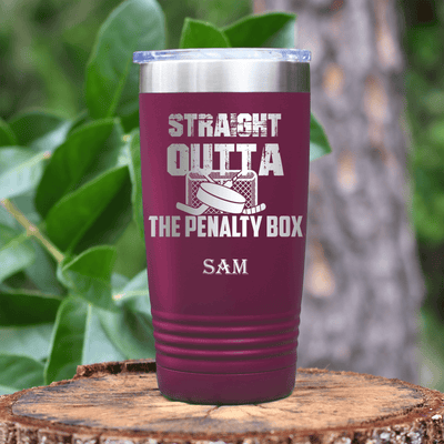 Maroon Hockey Tumbler With Break Free And Play Design