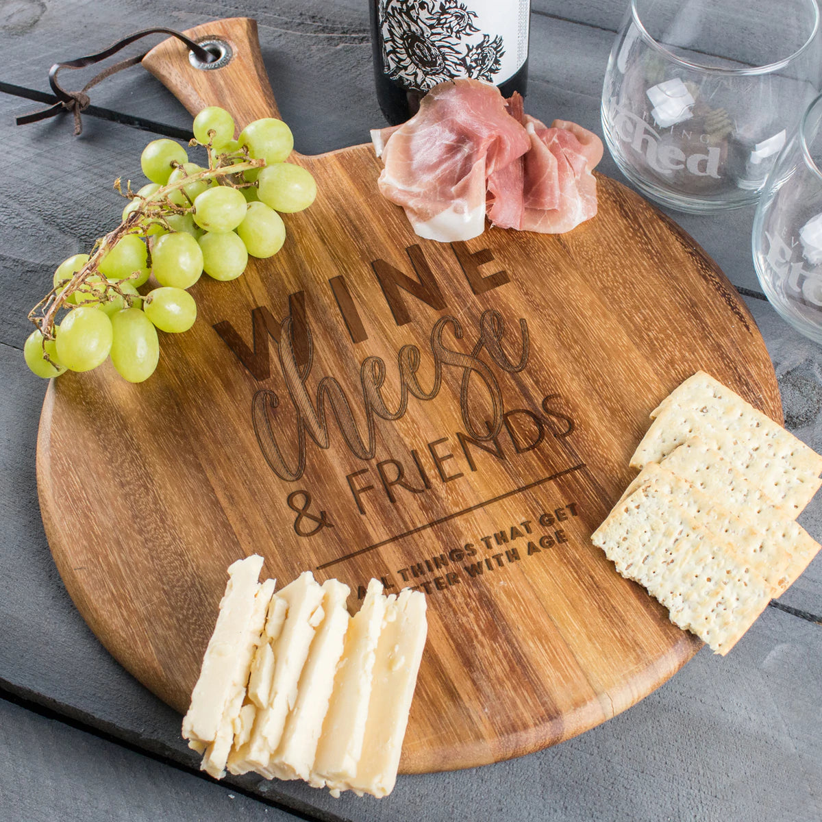 3 Piece Bon Appetit Bamboo Cutting Board and Knife Set - Chopping Board,  Mini Charcuterie Board for Meat, Fruit and Cheese Board by - (White)