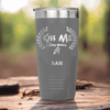 Grey Hockey Tumbler With Chapped By Chasing Pucks Design