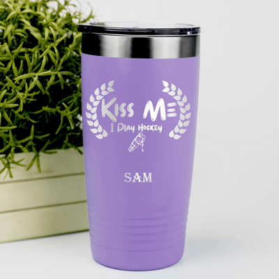 Light Purple Hockey Tumbler With Chapped By Chasing Pucks Design