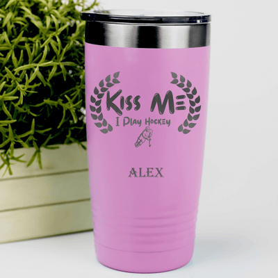 Pink Hockey Tumbler With Chapped By Chasing Pucks Design