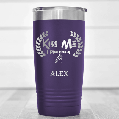 Purple Hockey Tumbler With Chapped By Chasing Pucks Design