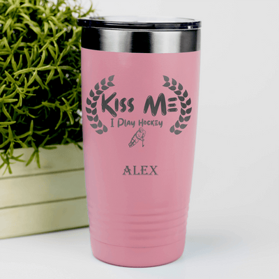 Salmon Hockey Tumbler With Chapped By Chasing Pucks Design