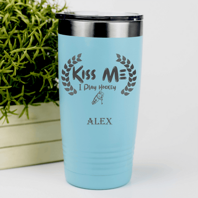 Teal Hockey Tumbler With Chapped By Chasing Pucks Design
