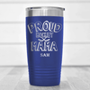 Blue Hockey Tumbler With Cheering Champ On Ice Design