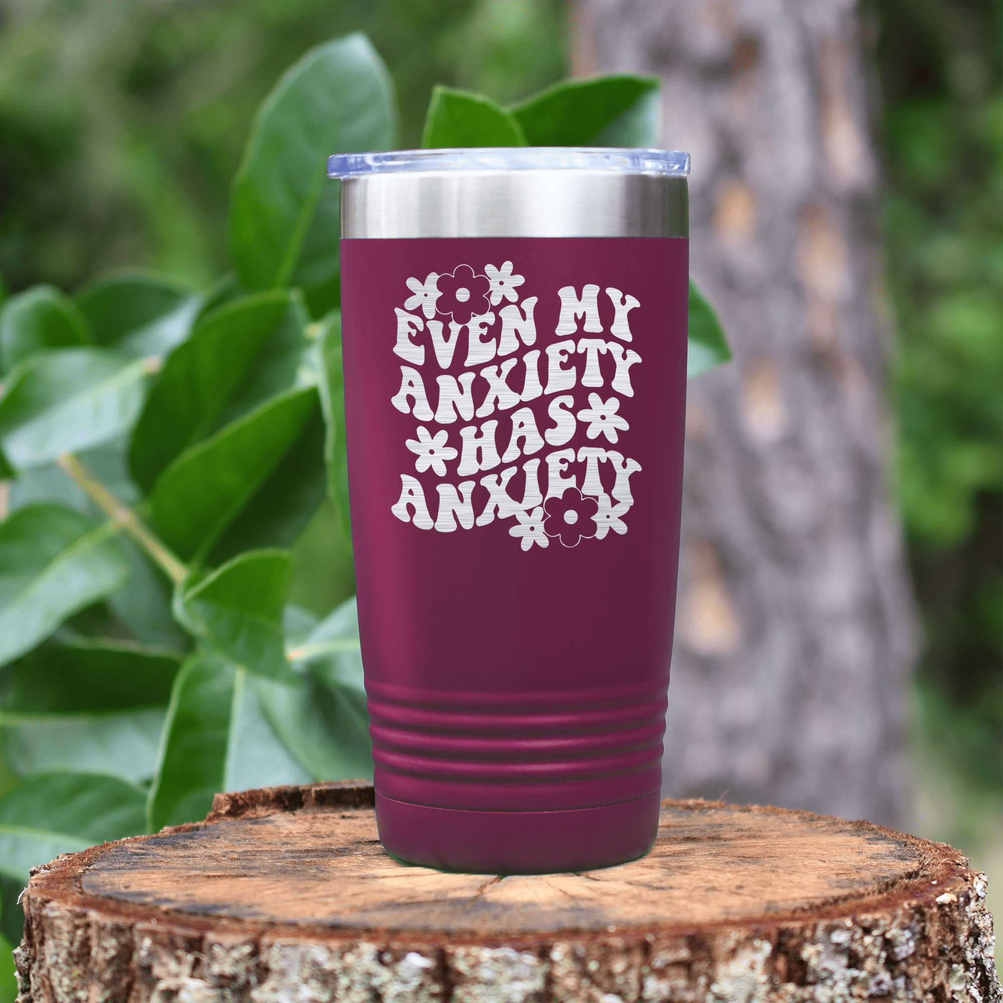 Maroon funny tumbler Chronically Anxious