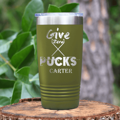 Military Green Hockey Tumbler With Cold Ice No Care Design