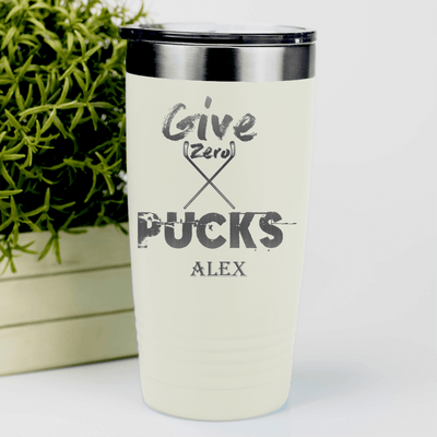 White Hockey Tumbler With Cold Ice No Care Design