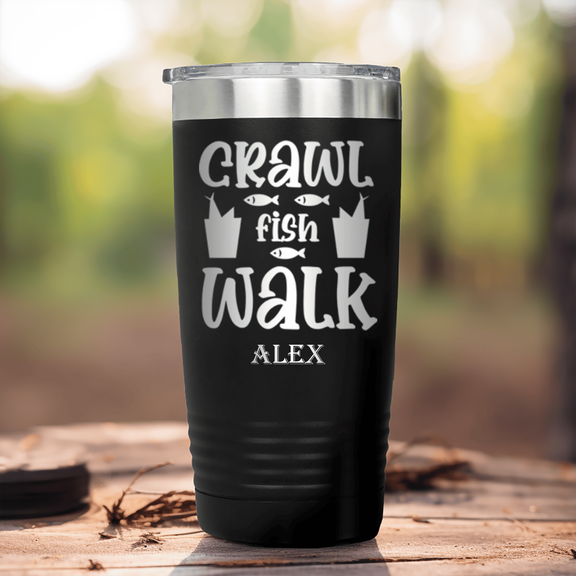 Fishing Tumbler With Crawl Fish Walk Design - Groovy Guy Gifts