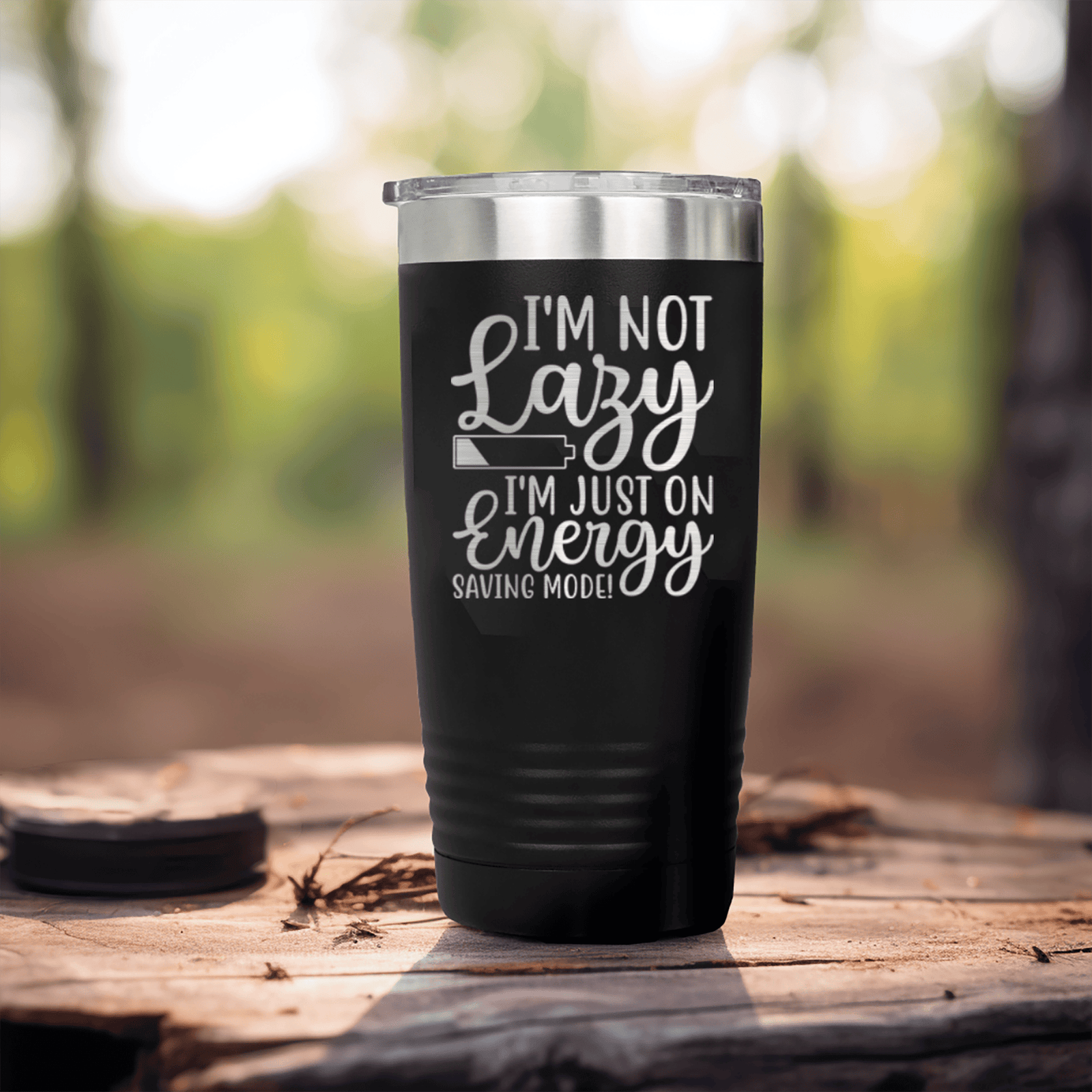 Black funny tumbler Definitely Not Lazy