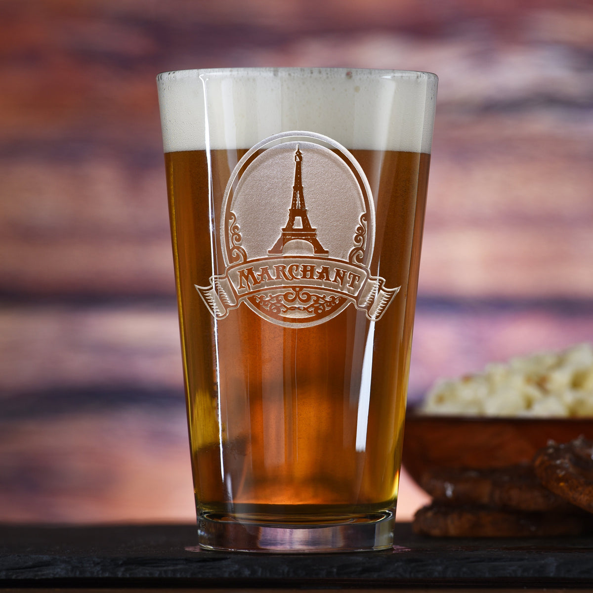 Eiffel Tower Engraved Pint Glass