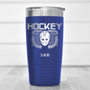 Blue Hockey Tumbler With Face Off Fierce Design