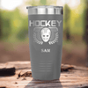 Grey Hockey Tumbler With Face Off Fierce Design
