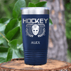 Navy Hockey Tumbler With Face Off Fierce Design