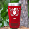 Red Hockey Tumbler With Face Off Fierce Design
