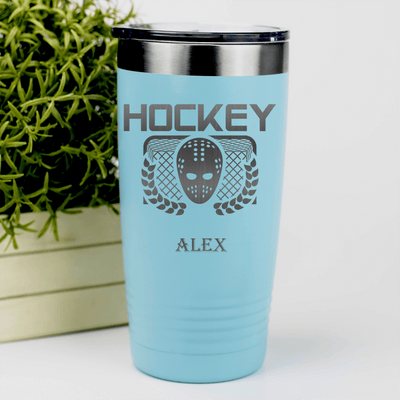 Teal Hockey Tumbler With Face Off Fierce Design