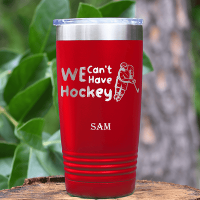 Red Hockey Tumbler With Game Before Gain Design