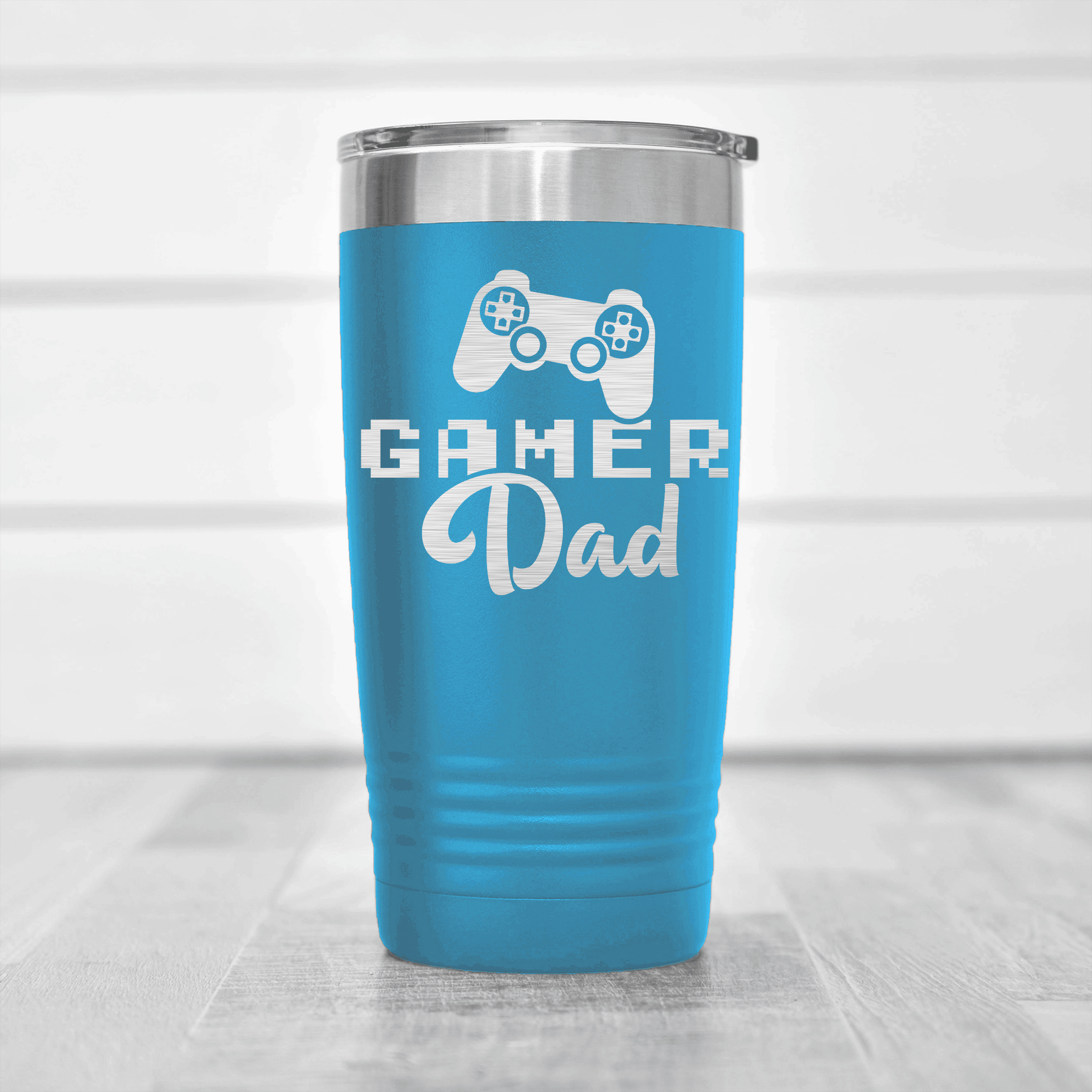 Light Blue fathers day tumbler Gamer Dad