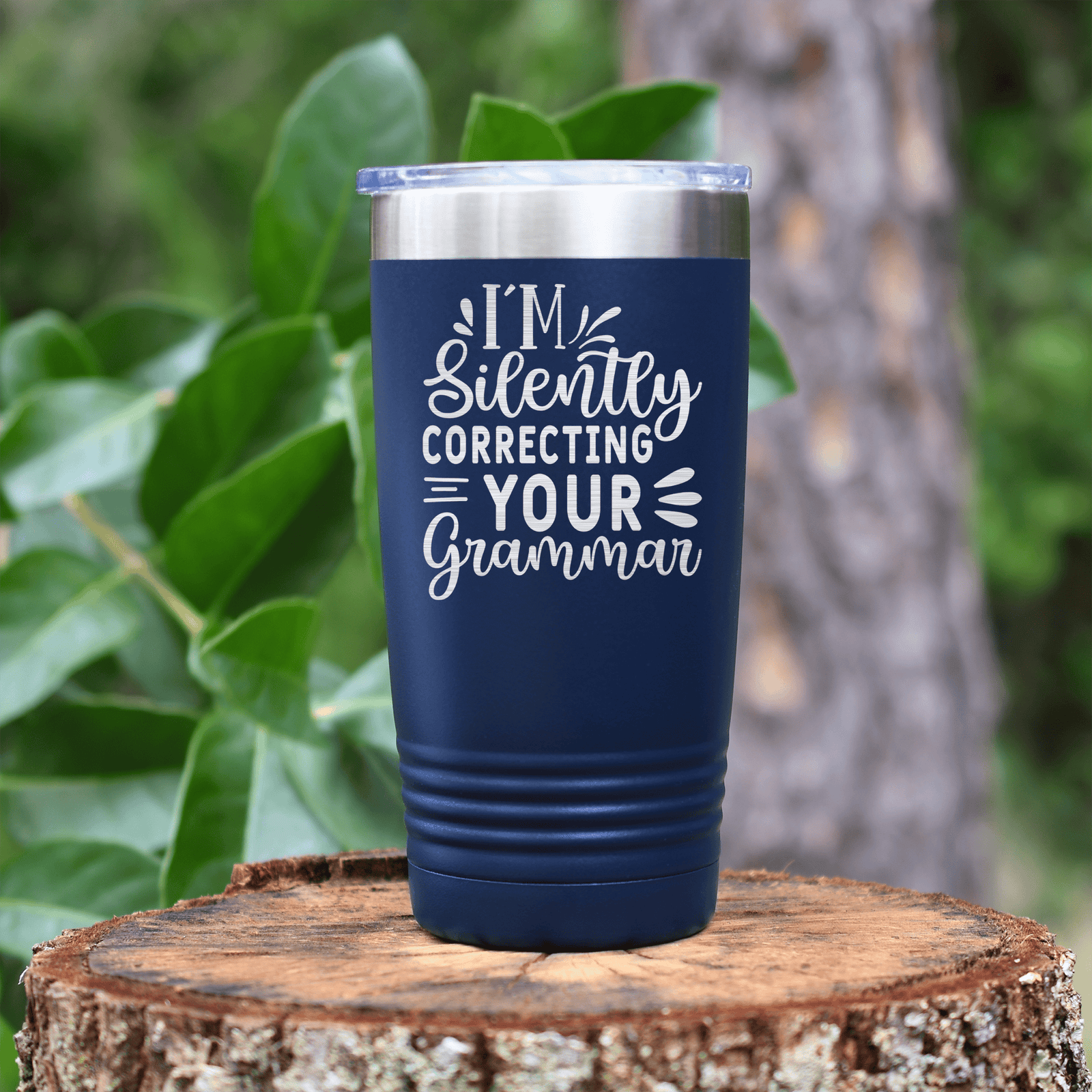 Navy funny tumbler Grammar Corrector