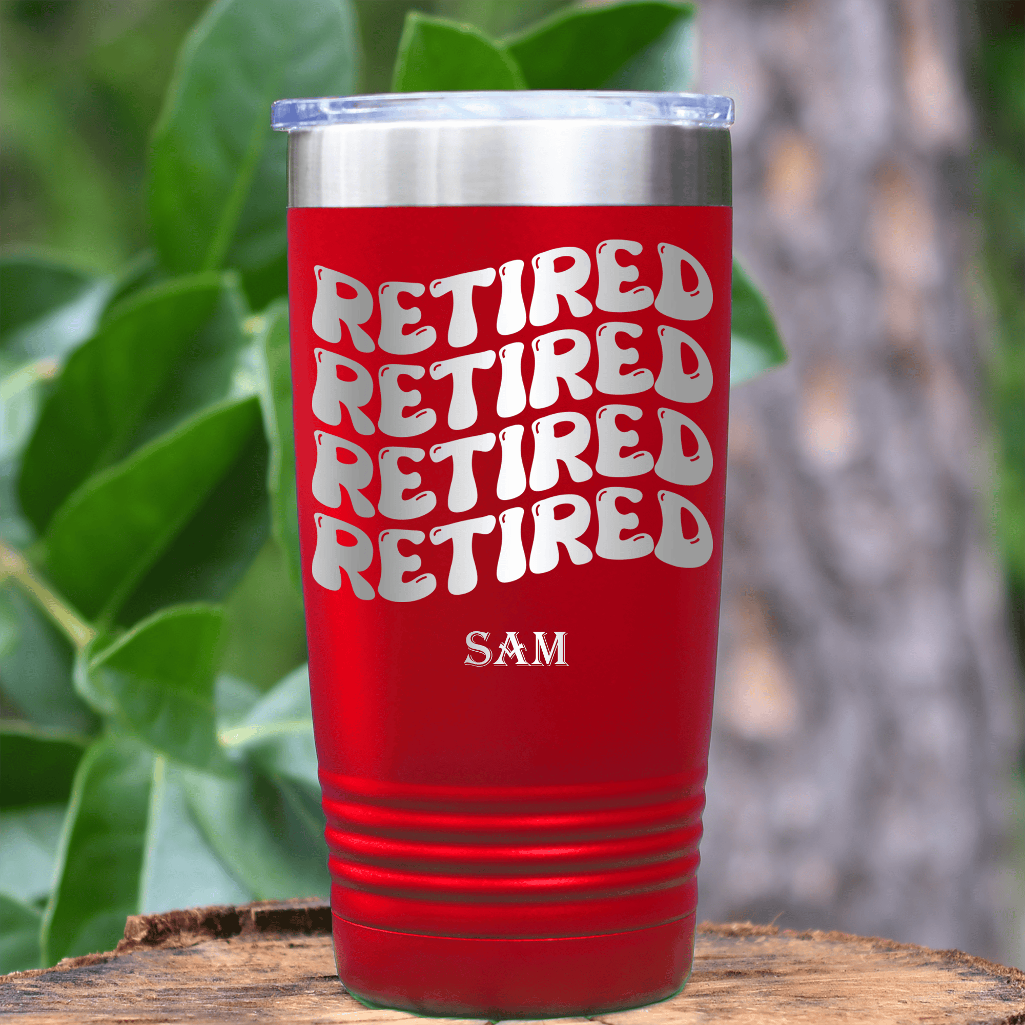 Red Retirement Tumbler With Groovy And Retired Design