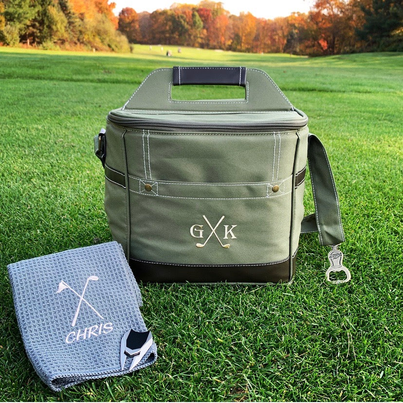 Personalized Golf Gift Set with Engraved Cooler, Towel, and Divot Tool