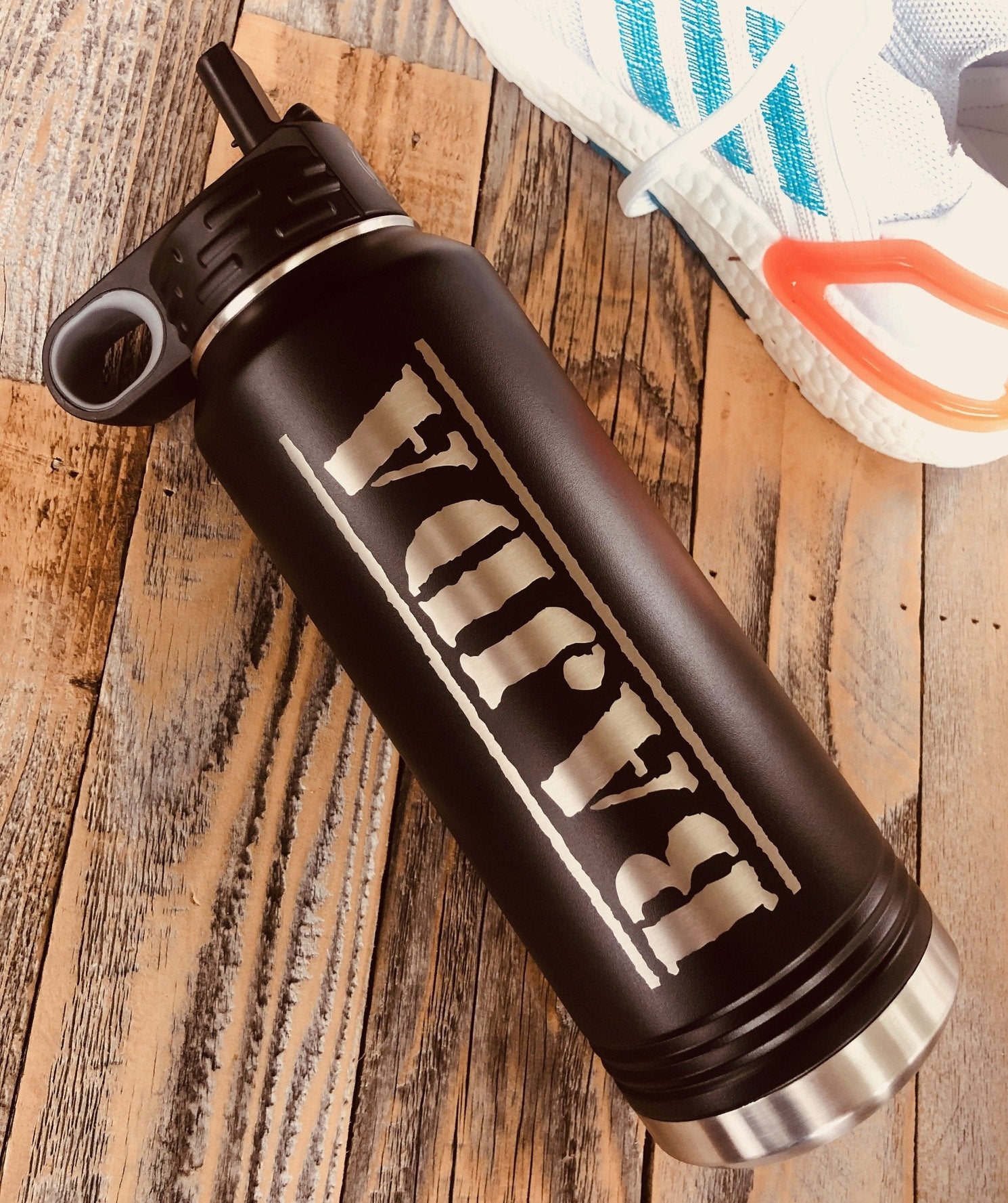 Black Personalized Water Bottle for Men - Groovy Guy Gifts
