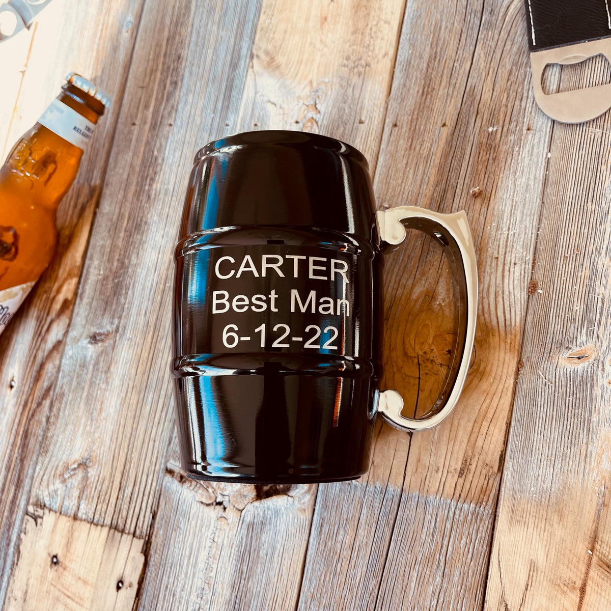 Stainless Steel Personalized Beer Mug | Groomsmen and Best Man Gift