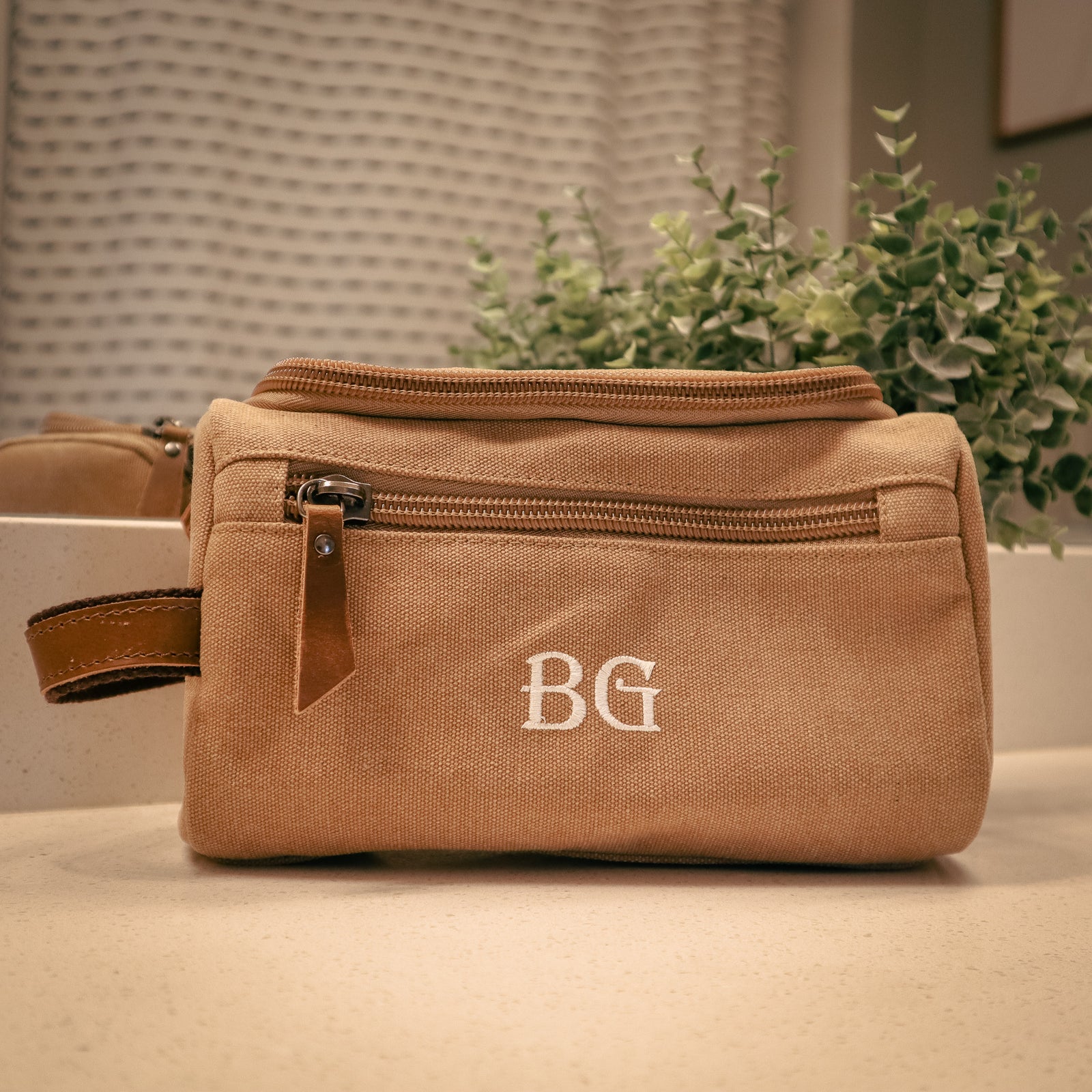 Personalized Engraved Genuine Leather Cosmetic Bag