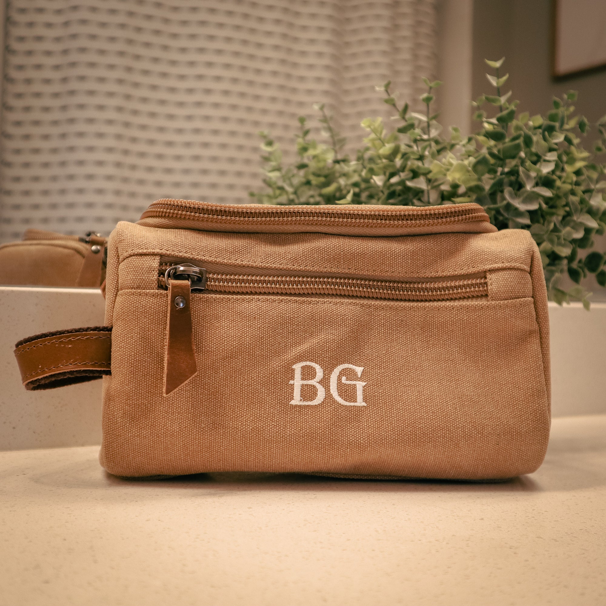 Groovy Guy Leather Personalized Toiletry Bag with Monogrammed