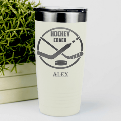 White Hockey Tumbler With Ices Best Instructor Design
