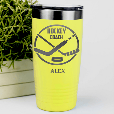 Yellow Hockey Tumbler With Ices Best Instructor Design