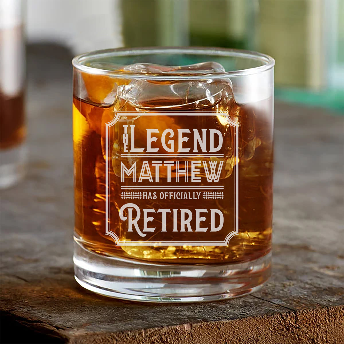 Custom Retirement On The Rocks Whiskey Glass