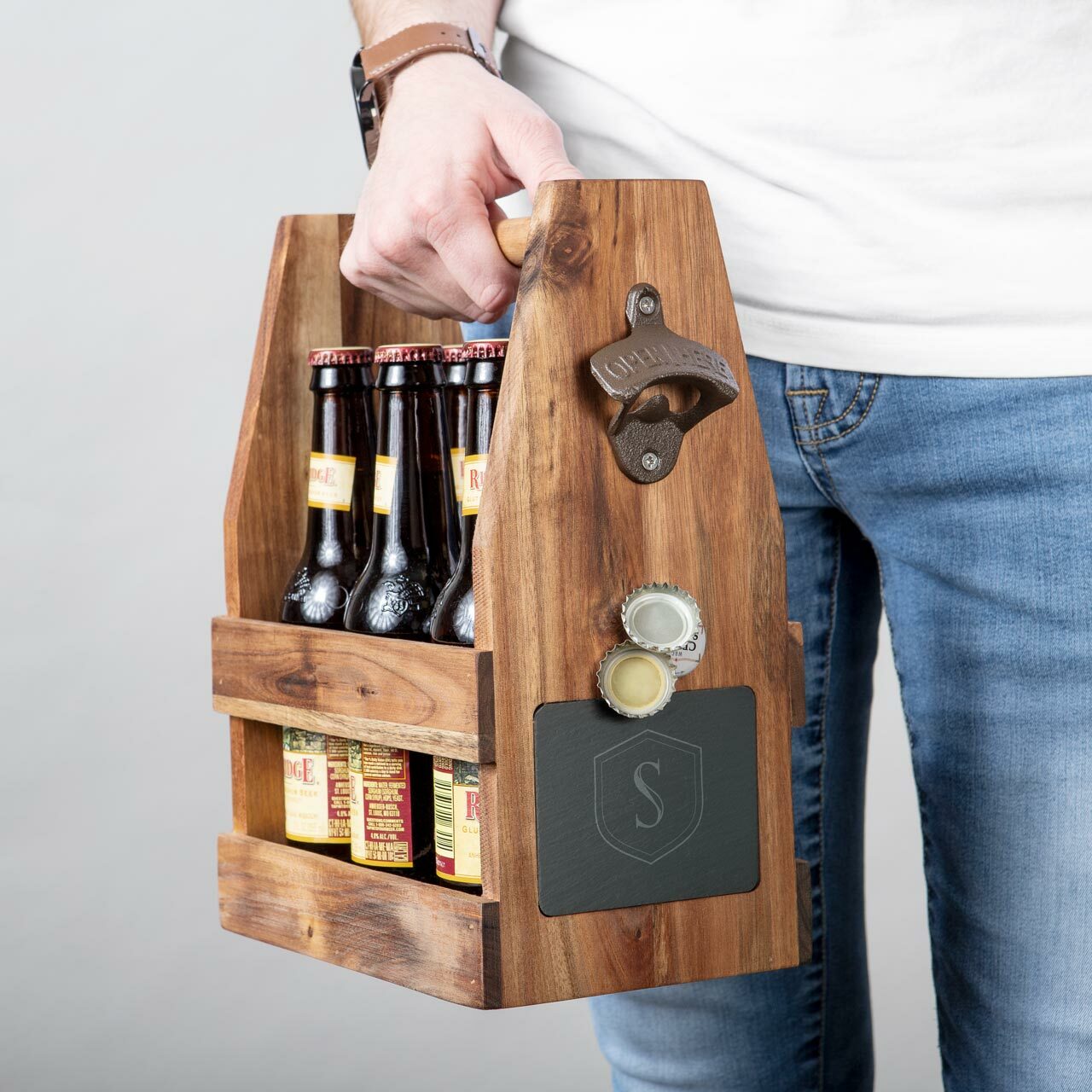Personalised Beer Caddy / Beer Crate / Engraved Bottle Holder /  Personalised Drinks Caddy / Wooden Beer Crate/ Father's Day Gift 