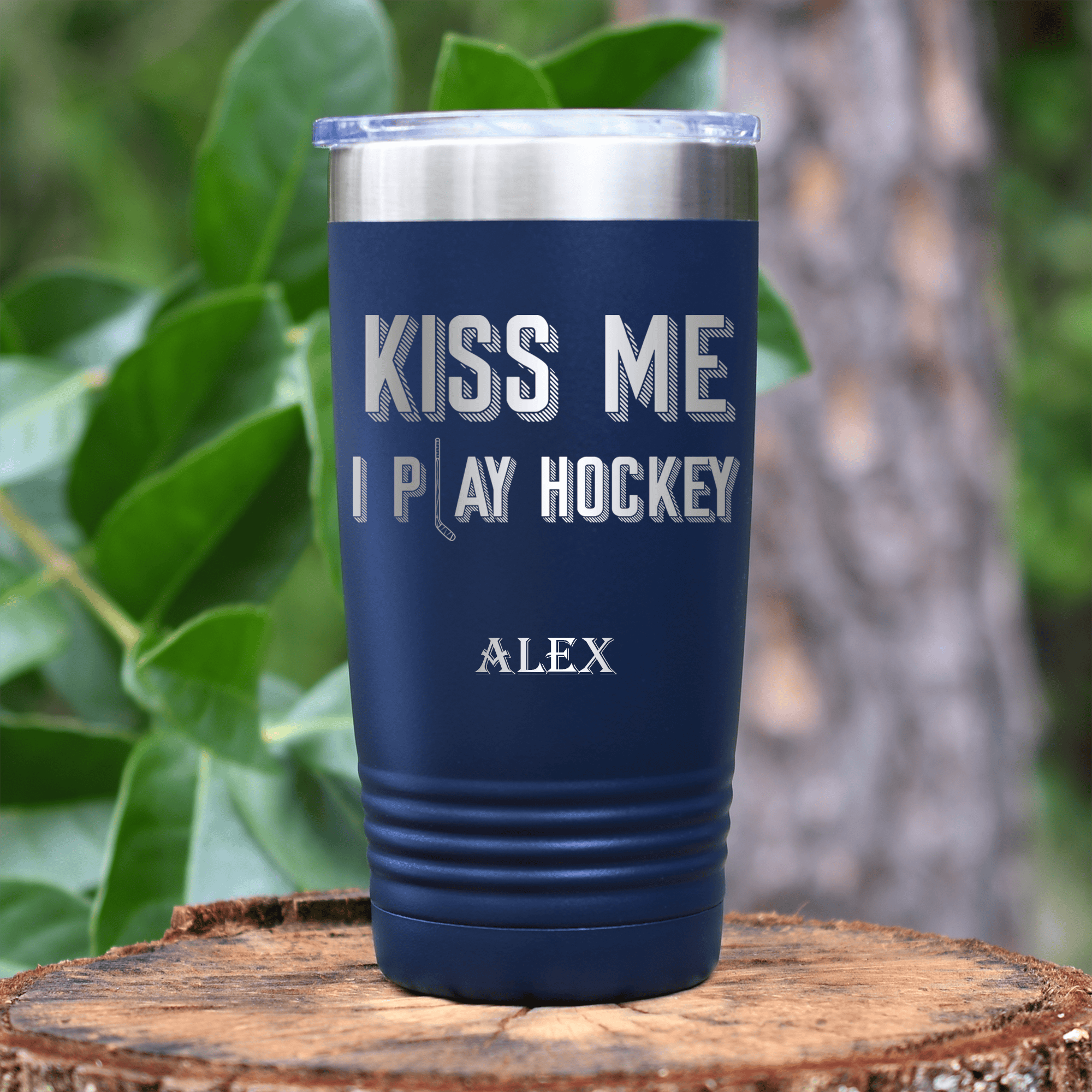 Navy Hockey Tumbler With Lips And Lifts Design