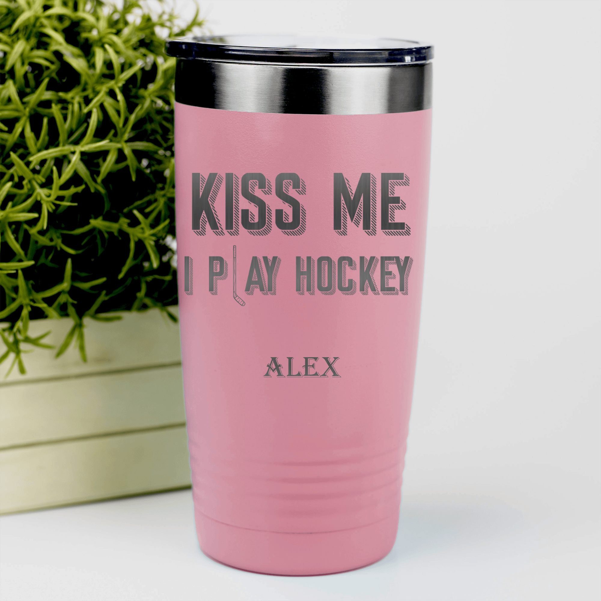 Salmon Hockey Tumbler With Lips And Lifts Design