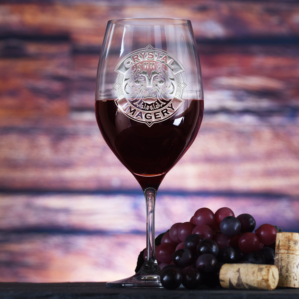 Engraved Crystal Red Wine Glasses