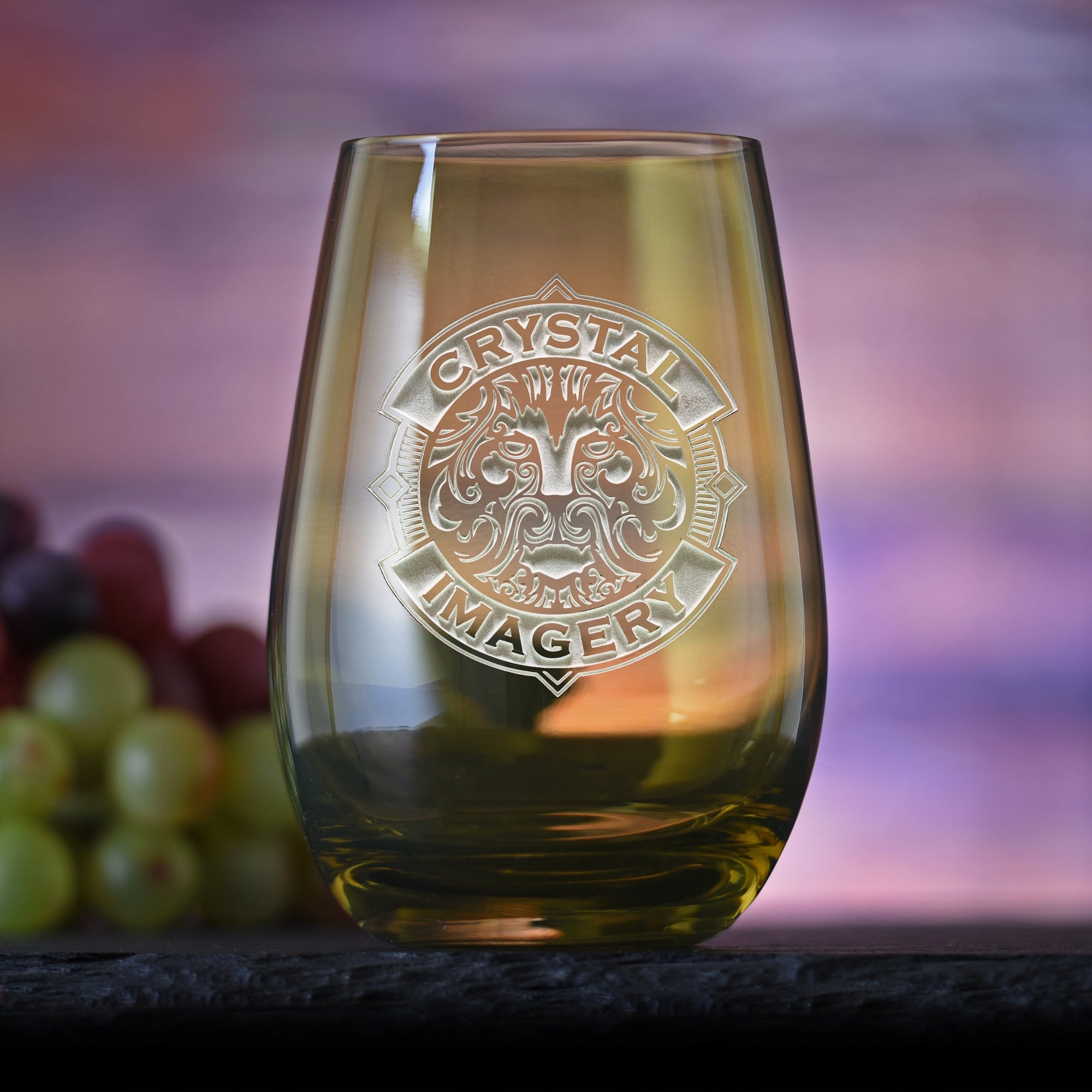 Your Logo Green Stemless Wine Glass