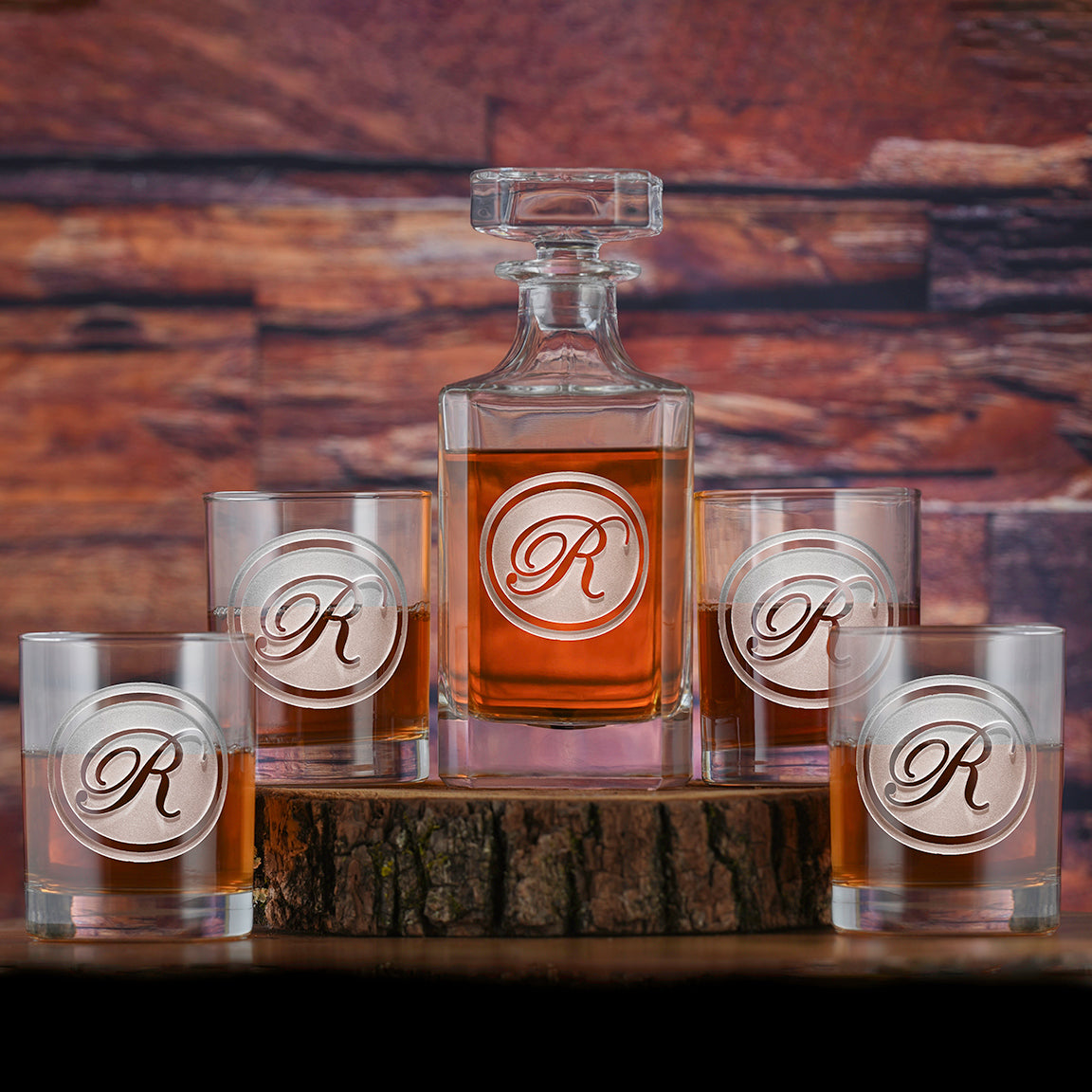 Custom Monogrammed Whiskey Decanter Set