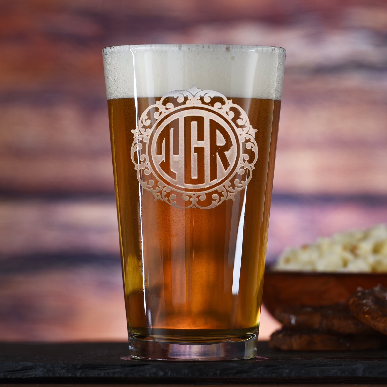 Initials Monogram Pint Glass