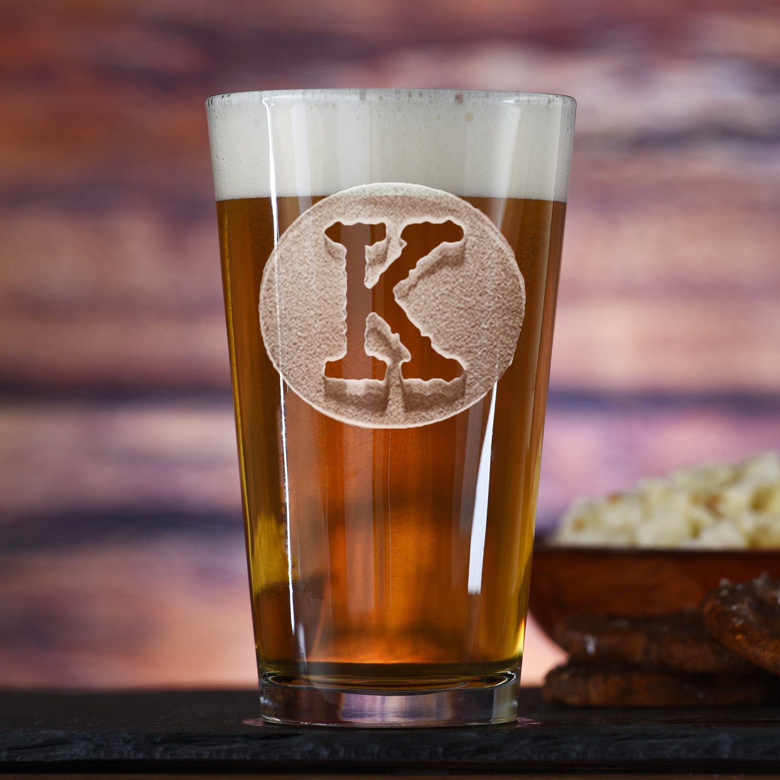 Initials Beer Glass | 16 oz Personalized Initial Beer Glass